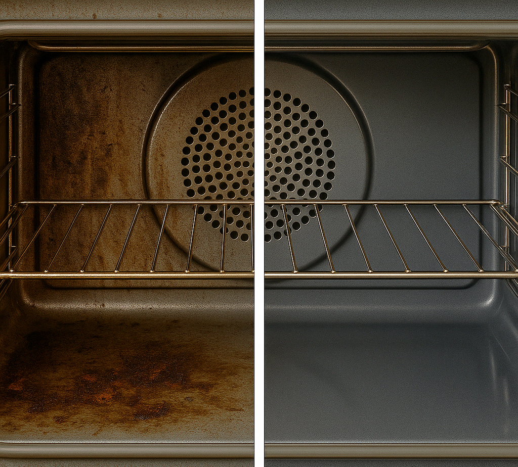 Self Cleaning Ovens Example Before and After Cleaning