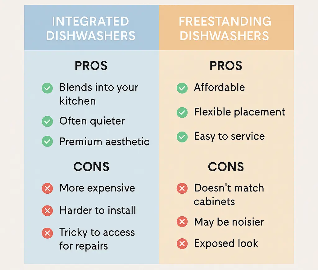 Pros and Cons of Integrated vs Freestanding Dishwashers