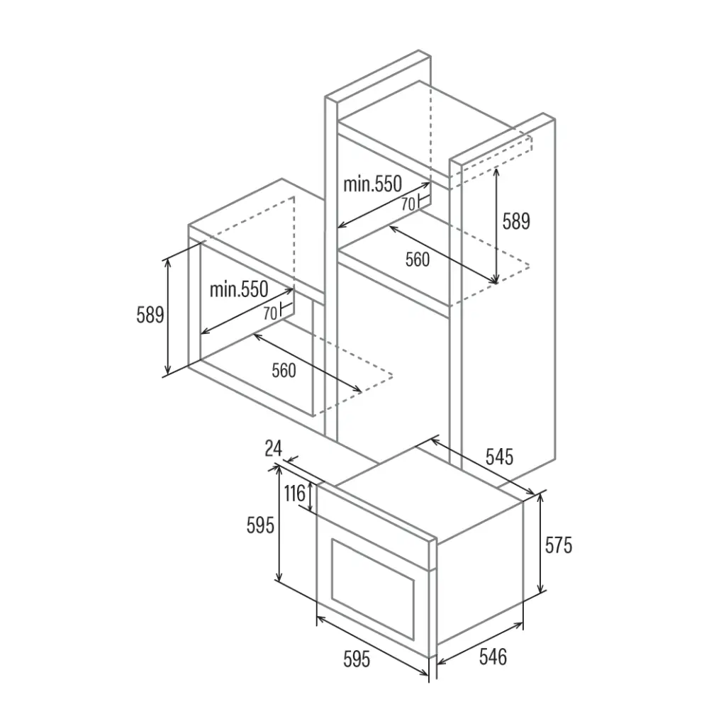 Example of Why Ventilation Matters Dimensional Single Oven Drawing