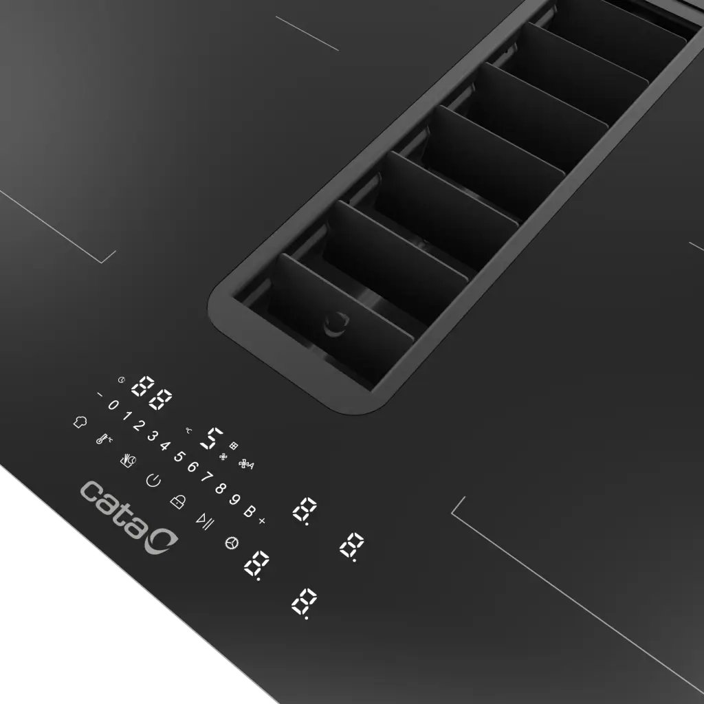 CATA 700 CATDD77CHF 77cm 4 Zone Flex Vented Induction Hob Close Up Angled